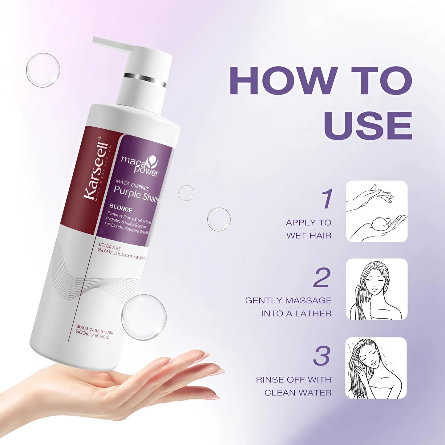Karseell Maca Power Essence Purple Shampoo – 500ml
