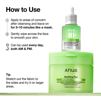 Anua Azelaic 10 Hyaluron Redness Soothing Pad - 90 Pads